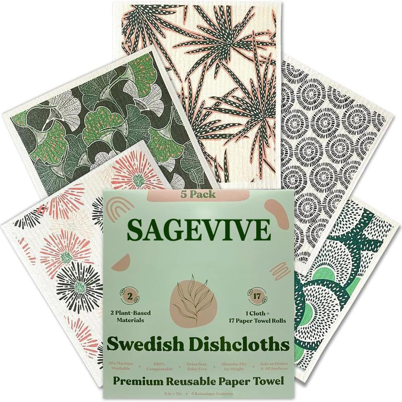 Swedish Dishcloths for Kitchen & Cleaning | 5 Pack🧼
