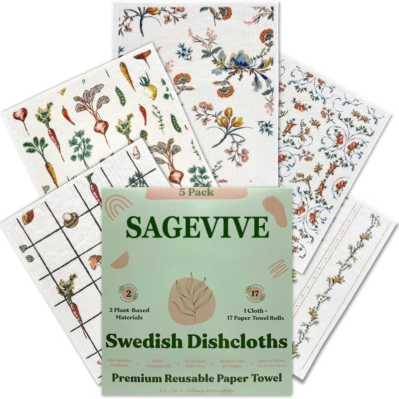 Swedish Dishcloths for Kitchen & Cleaning | 5 Pack🧼