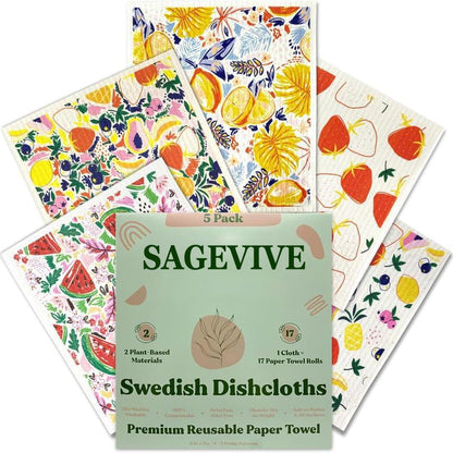 Swedish Dishcloths for Kitchen & Cleaning | 5 Pack🧼