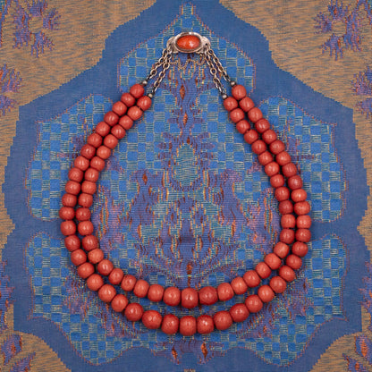 Antique Faceted Coral Bead Necklace