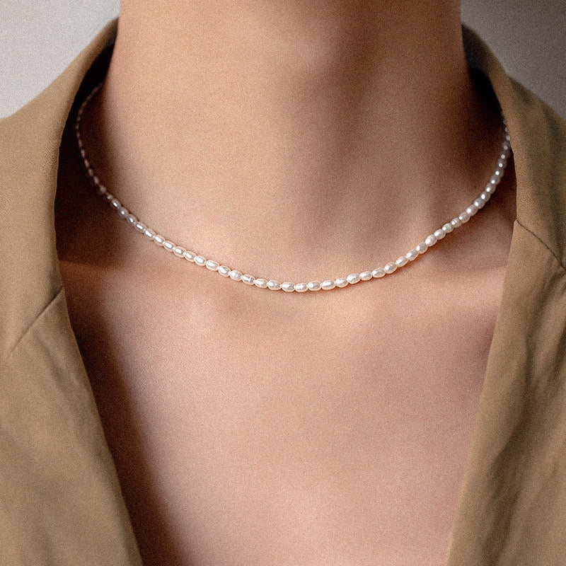“Pearl Aura” Rice Pearl Necklace N05