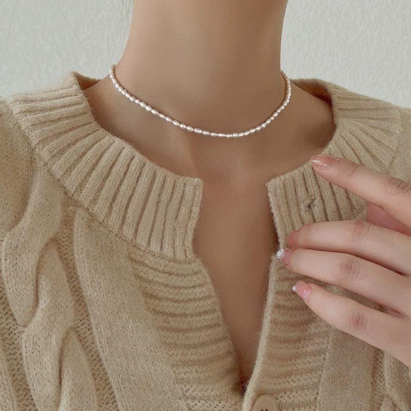 “Pearl Aura” Rice Pearl Necklace N05
