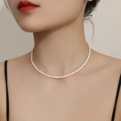 “Pearl Aura” Rice Pearl Necklace N05