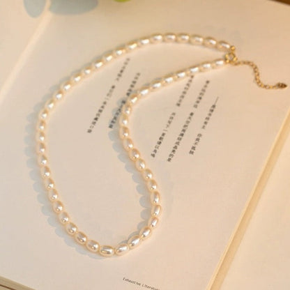 “Pearl Aura” Rice Pearl Necklace N05