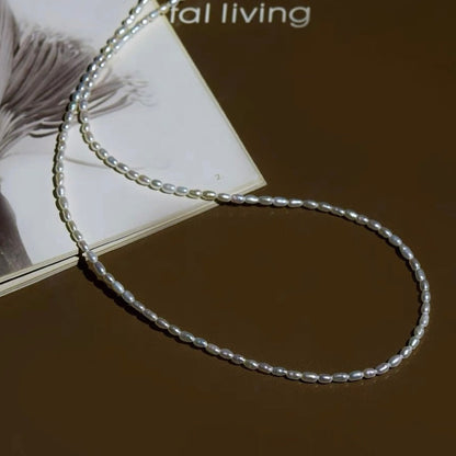 “Pearl Aura” Rice Pearl Necklace N05