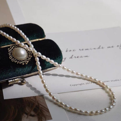 “Pearl Aura” Rice Pearl Necklace N05