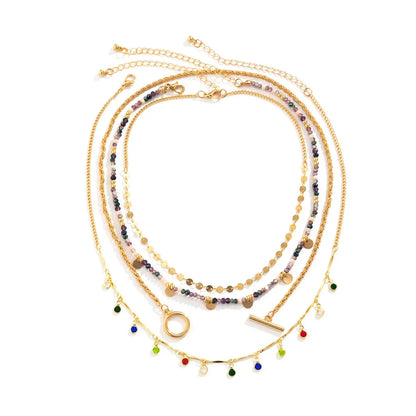 Colorful Crystal Sequin Tassel Pendant Choker Necklace