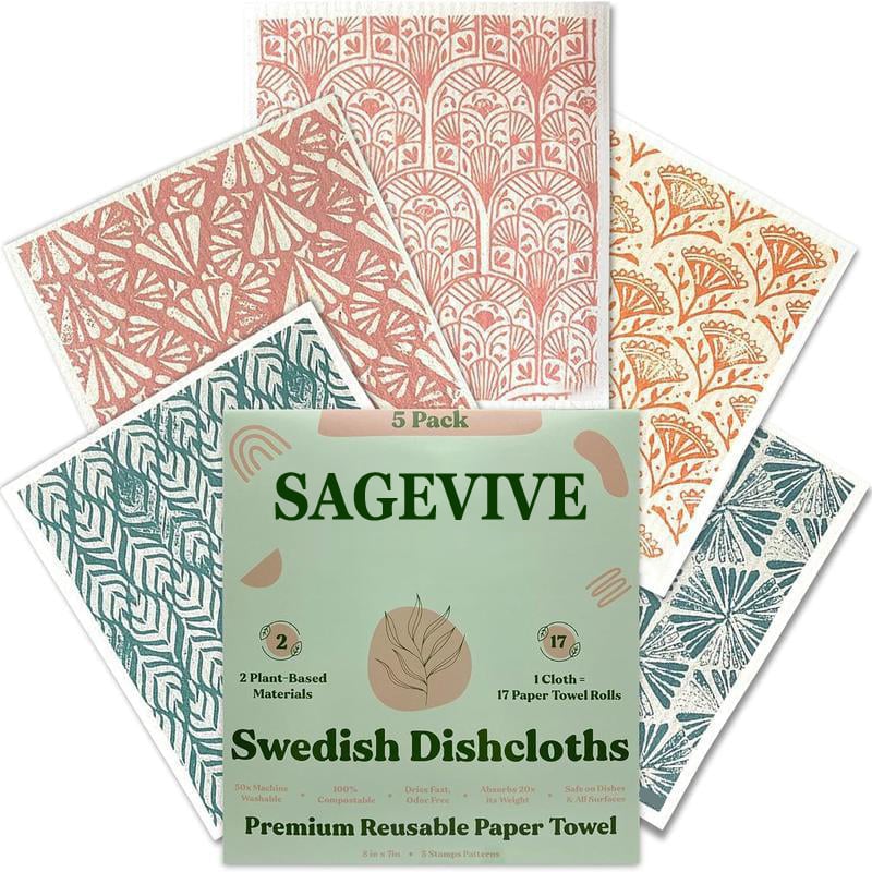 Swedish Dishcloths for Kitchen & Cleaning | 5 Pack🧼