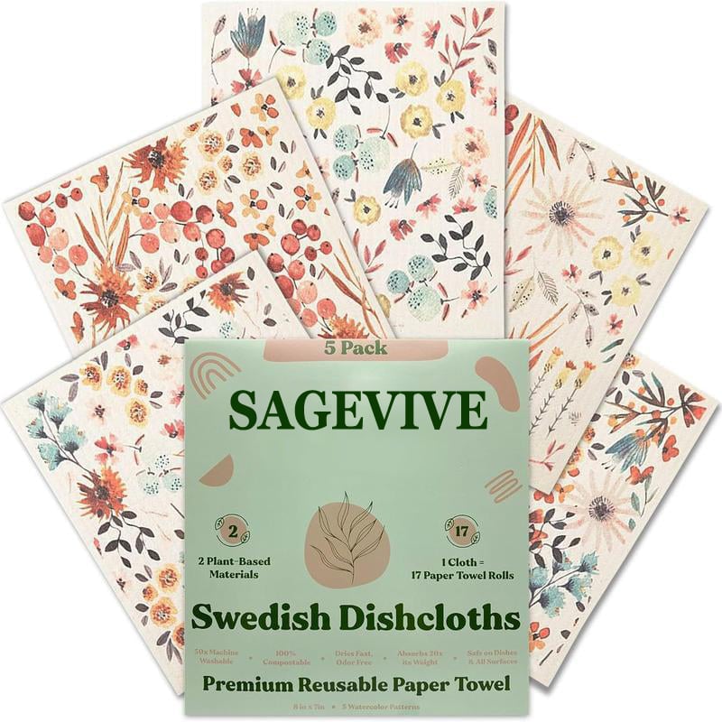 Swedish Dishcloths for Kitchen & Cleaning | 5 Pack🧼