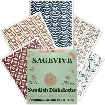 Swedish Dishcloths for Kitchen & Cleaning | 5 Pack🧼