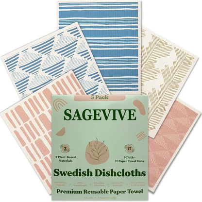 Swedish Dishcloths for Kitchen & Cleaning | 5 Pack🧼