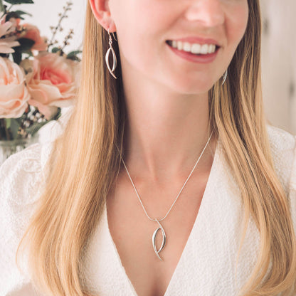 Olive Silver Pendant Necklace