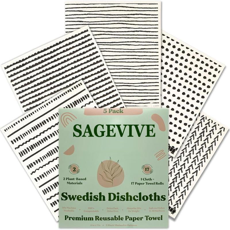 Swedish Dishcloths for Kitchen & Cleaning | 5 Pack🧼