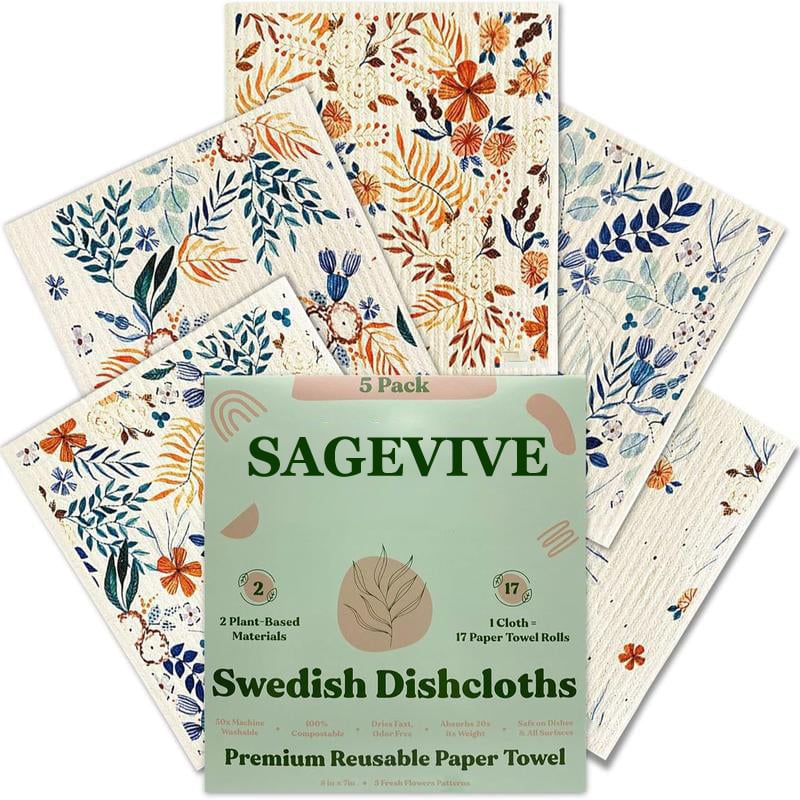 Swedish Dishcloths for Kitchen & Cleaning | 5 Pack🧼