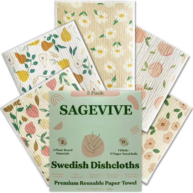 Swedish Dishcloths for Kitchen & Cleaning | 5 Pack🧼