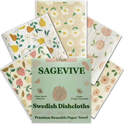 Swedish Dishcloths for Kitchen & Cleaning | 5 Pack🧼