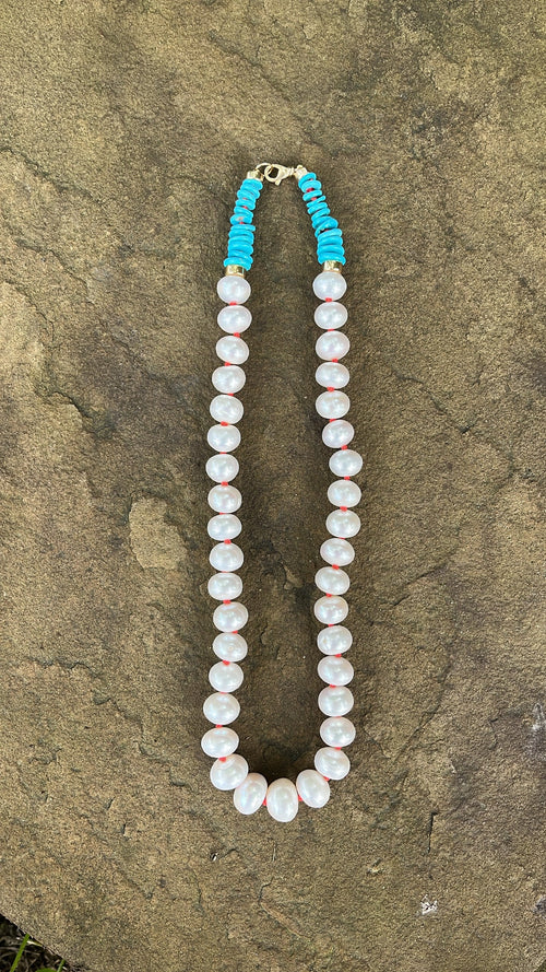 PEARL & HEISHI TURQUOISE NECKLACE