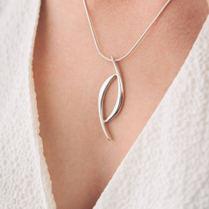 Olive Silver Pendant Necklace