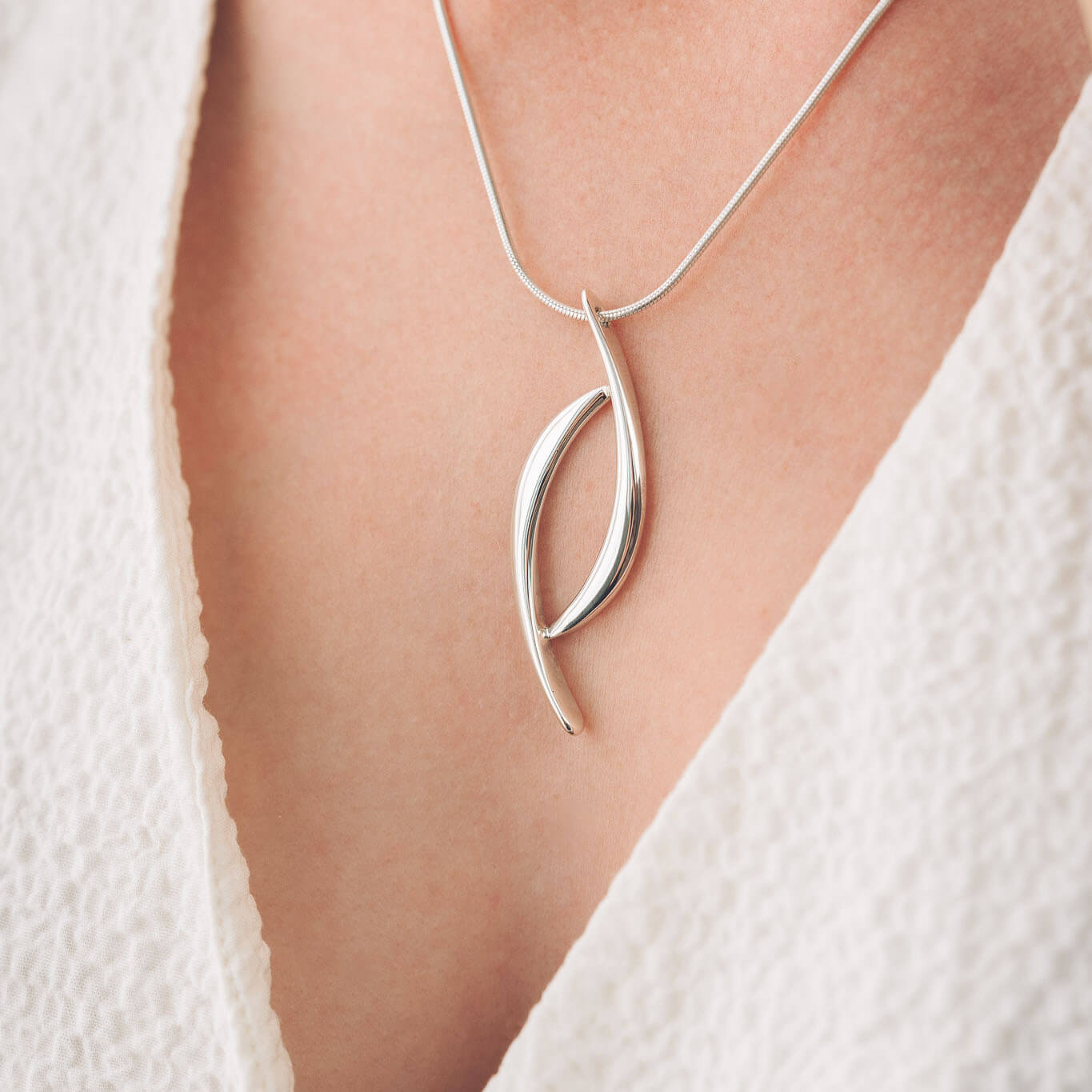 Olive Silver Pendant Necklace